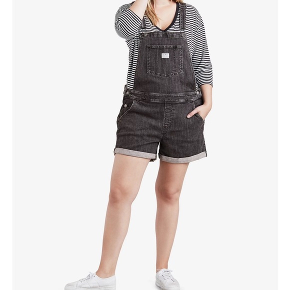 Levi’s Vintage Style Shortalls Overalls Gray Size 16W - Picture 1 of 8